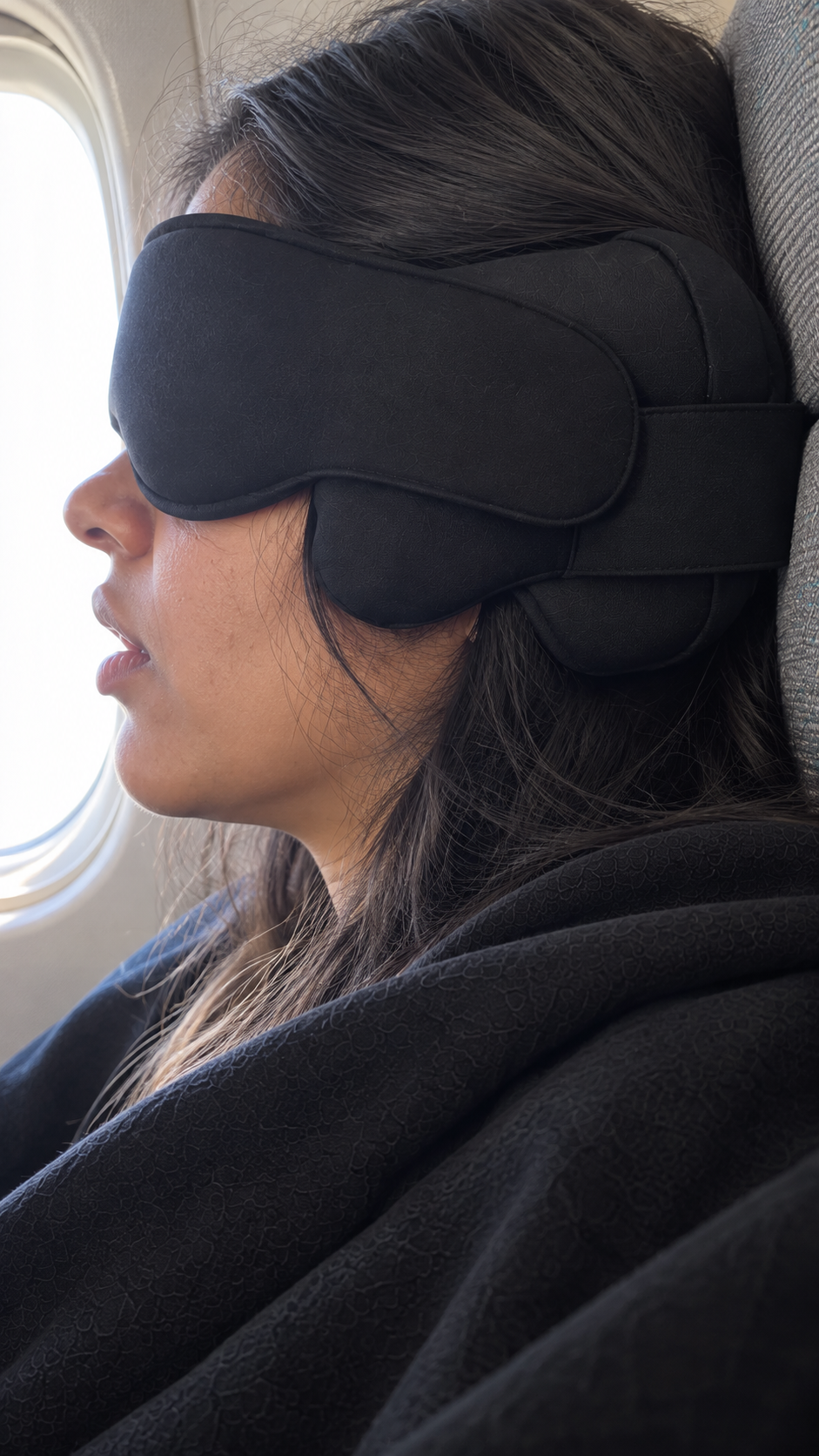 Illustrative side view of ZenShade mask and padded support
